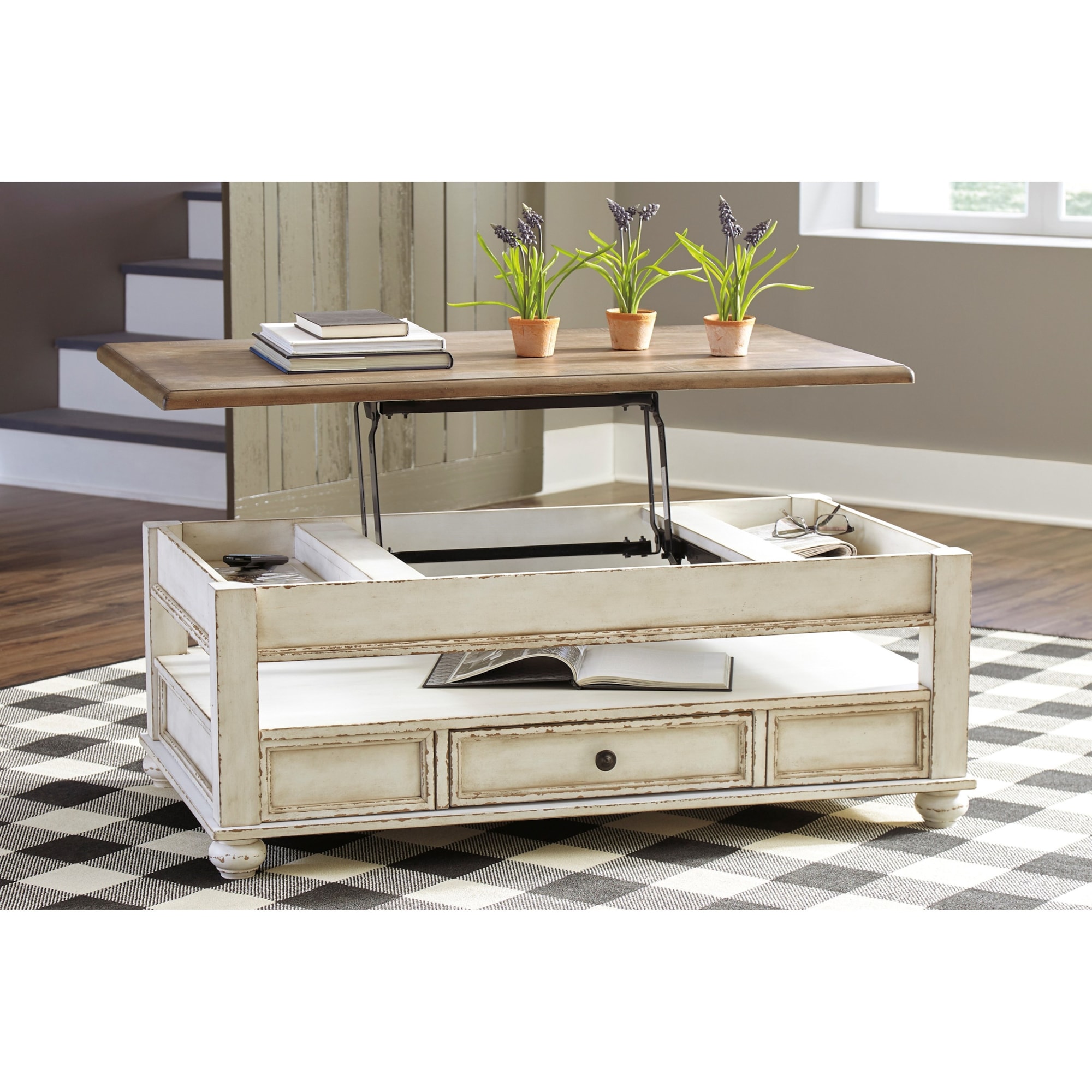 Signature Design by Ashley Realyn T5239 Cottage LiftTop Cocktail Table with Storage Drawer
